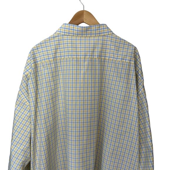 Pronto Uomo Classic Fit Dress Shirt Mens 22 34/35 Non Iron Button Up Yellow Blue - Picture 7 of 8